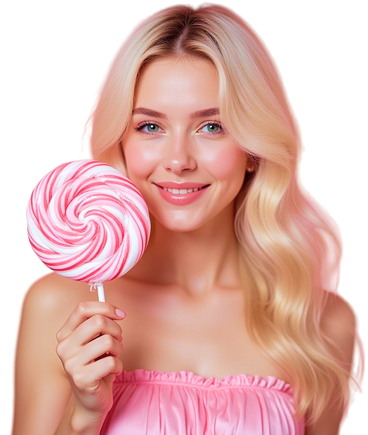 Girl with colorful lollipop